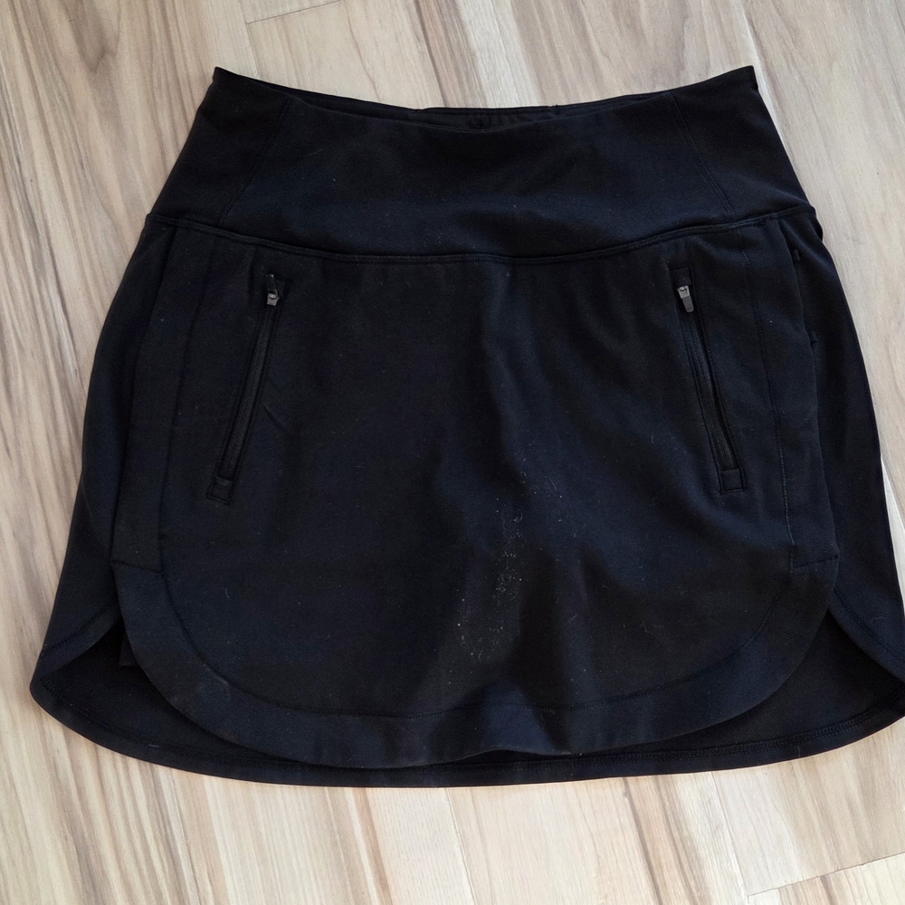 Athleta Black Fairway Golf Skort with Zip Pockets